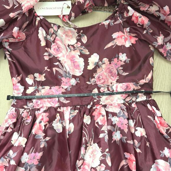 LoveShackFancy Dress Size 8 Hansel Oxblood Bubble Skirt Fitted Bodice Satin Bow - Picture 9 of 11